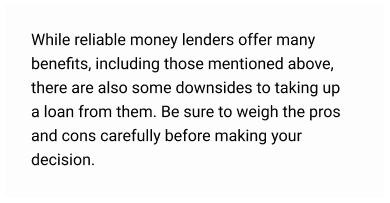 while reliable money lenders text