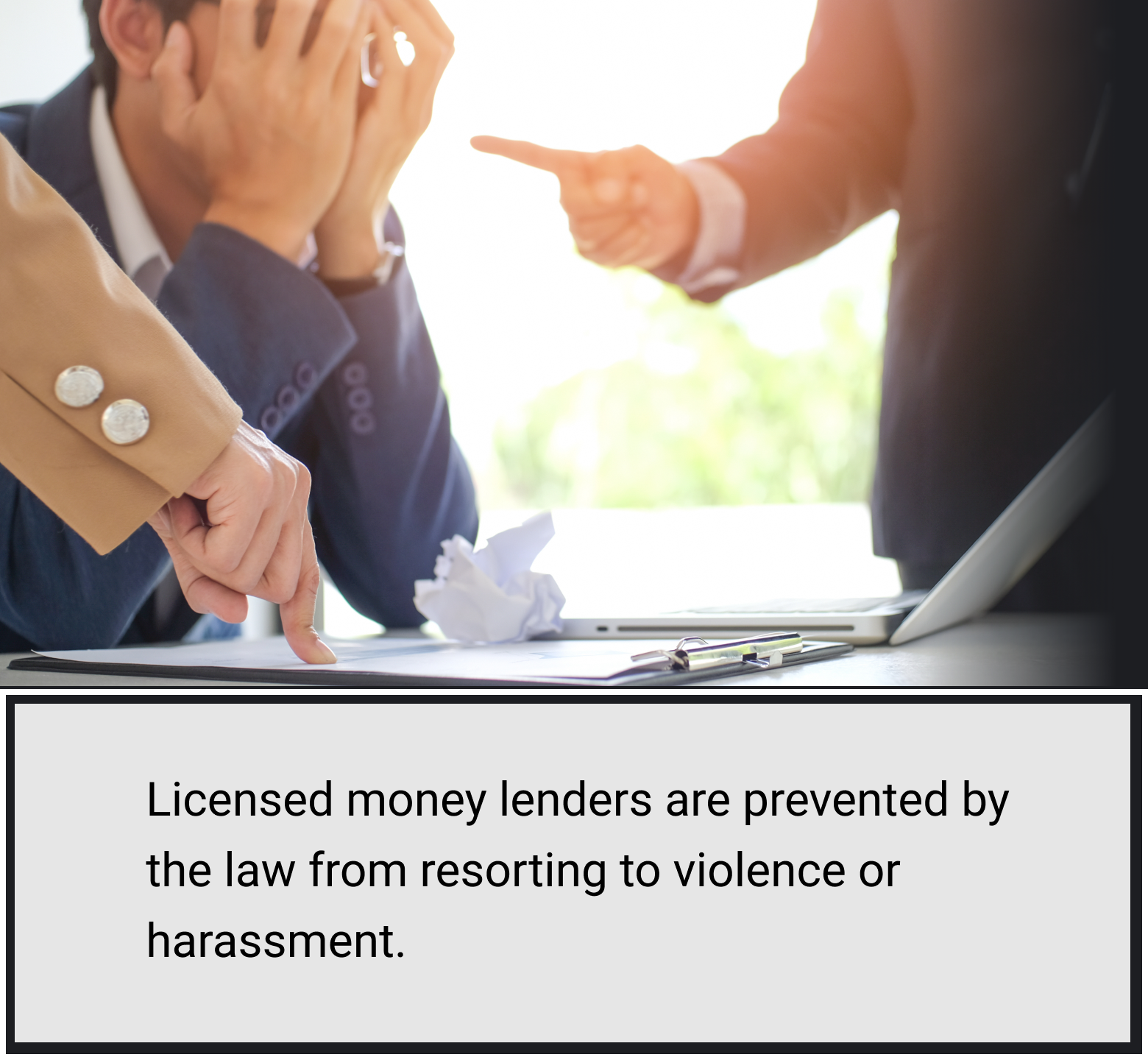 A borrower in the middle of dealing with harassment by a licensed money lender in Singapore